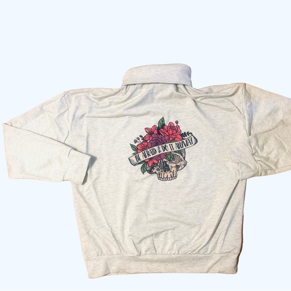 Do It Anyway Mental Health graphic quarter zip raglan pullover sweatshirt small - Picture 7 of 10